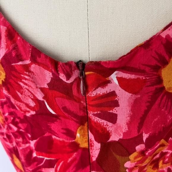 50s Style Sleeveless Fit & Flare Cotton Dress - Red Tropical - Picture 6 of 8